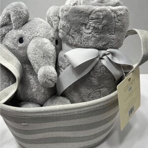 Lullaby Gray Elephant Plush and Blanket Set